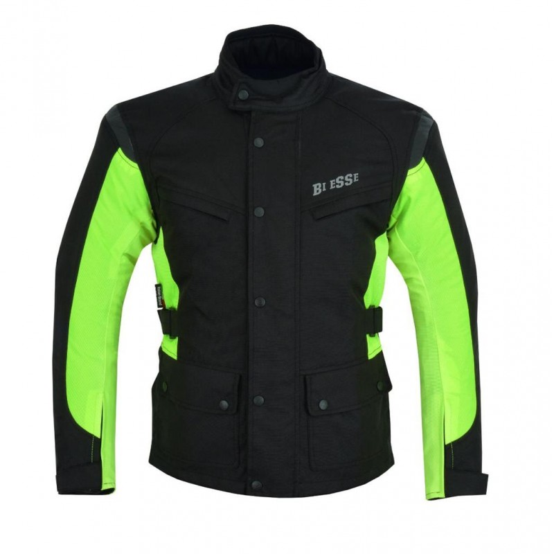 Giacca giubbotto da moto in cordura, Uomo, Tessuto impermeabile, Fodera  termica rimovibile, nero/fluo