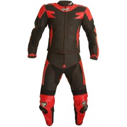 Tuta Biesse moto divisibile pelle e tessuto - Antras rosso nero