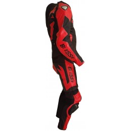 Tuta Biesse moto divisibile pelle e tessuto - Antras rosso nero