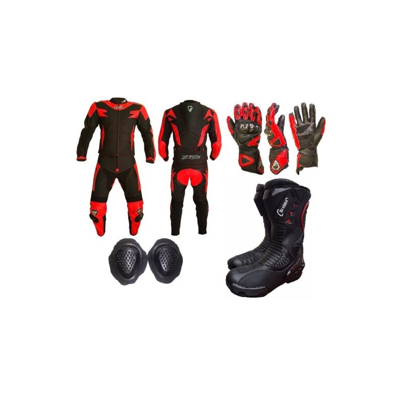 Kit Tuta Moto Pelle E Tessuto 2Pezzi Divisibile BIESSE