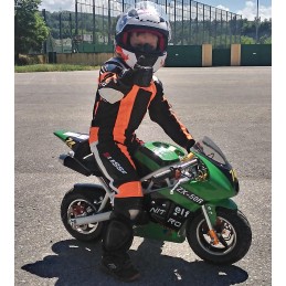 Tuta minimoto Biesse divisibile pelle e tessuto nero arancione